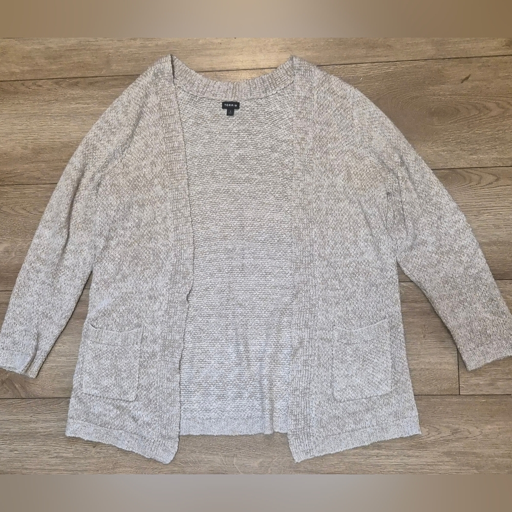 ​Torrid Oatmeal Cream Open Front Cable Knit Cardigan Sweater 2 2X